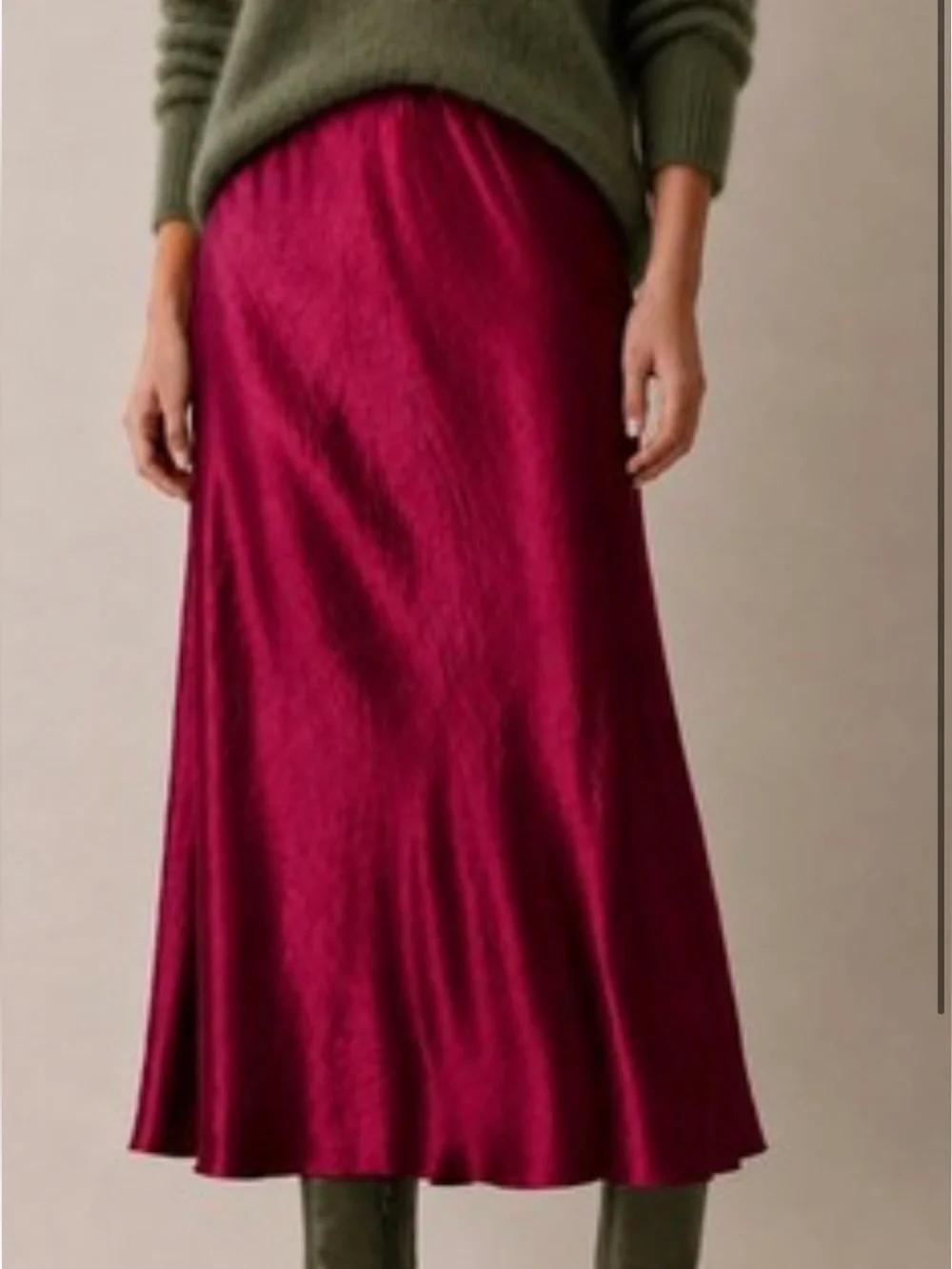 Eileen Fisher Textured Satin Elastic Waist Bias Maxi Skirt, in Ruby